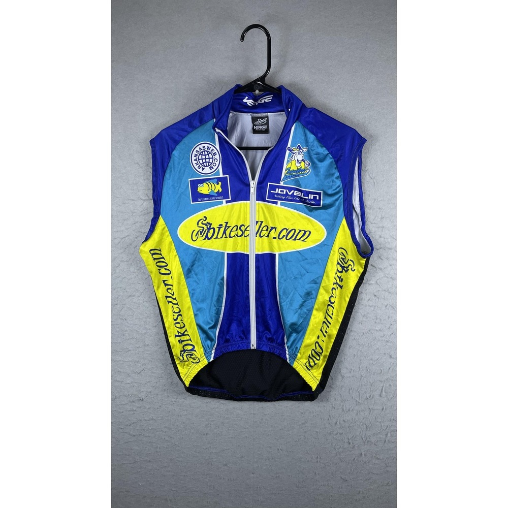 Verge Sport Bikeseller Cycling Vest Mens Medium‎ Blue Yellow Windproof Gilet